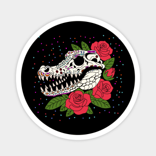 June's Rose & Crocodile Skull Magnet
